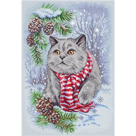 Kit de broderie Chat d'hiver