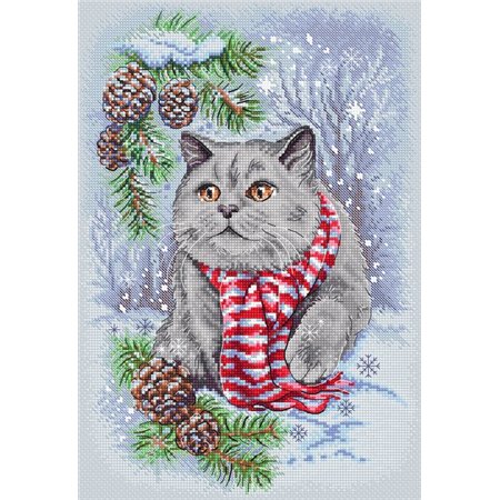 Kit de broderie Chat d'hiver