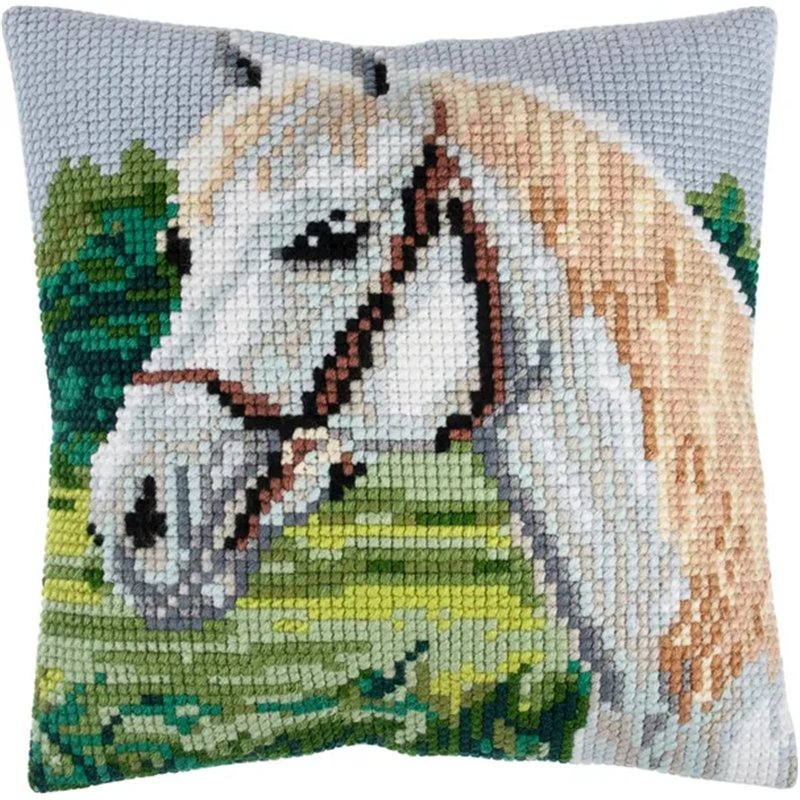 Kit coussin au point croix Cheval blanc
