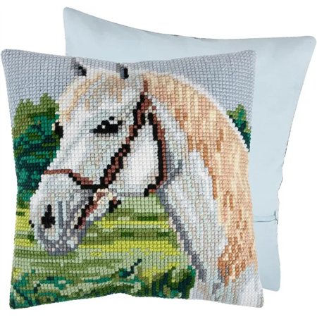 Kit coussin au point croix Cheval blanc