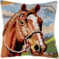 Kit coussin au point croix Cheval brun