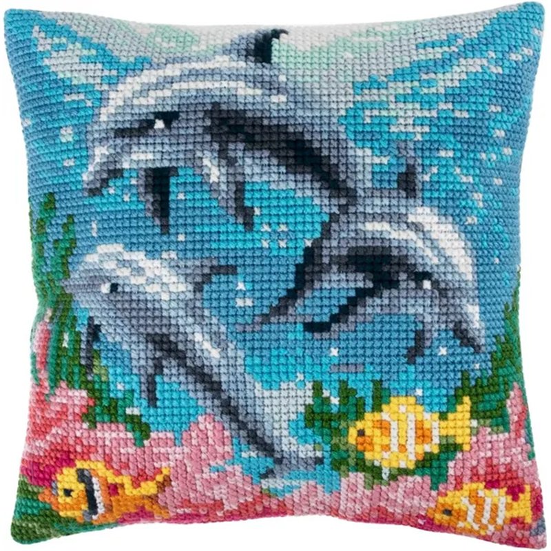 Cross stitch cushion kit Dolphins