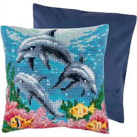 Kit coussin au point croix Dauphins