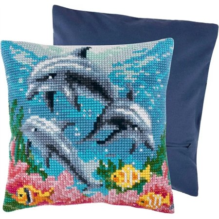 Kit coussin au point croix Dauphins