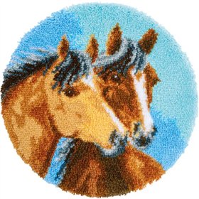 Latch hook shaped rug kit 2 Horses 183297