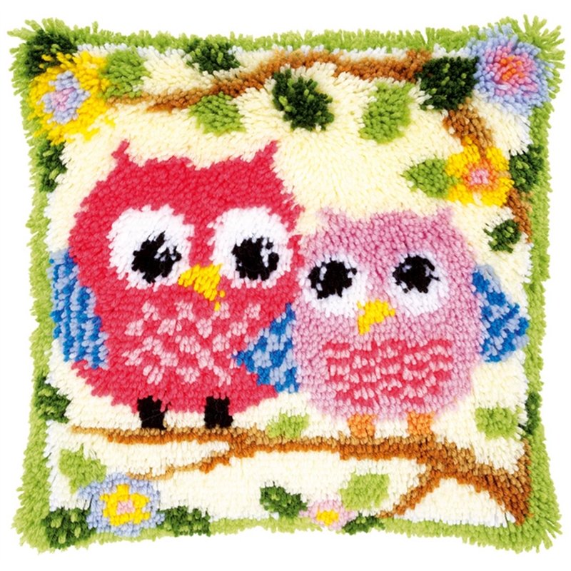 Latch hook cushion kit Owls on a branch 149752