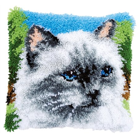Kit coussin au point noué chat gris 146760