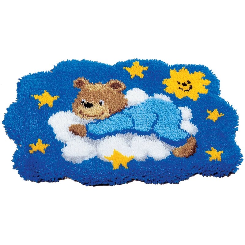 Kit tapis au point noué Ourson bleu Kit tapis au point noué Ourson bleu