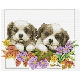 Embroidery kit Peeking Pups
