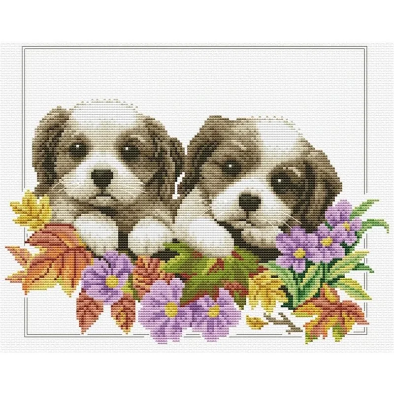 Embroidery kit Peeking Pups