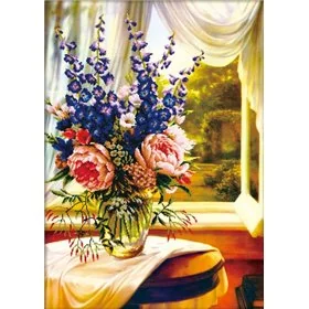 Embroidery kit Floral Vase by the window