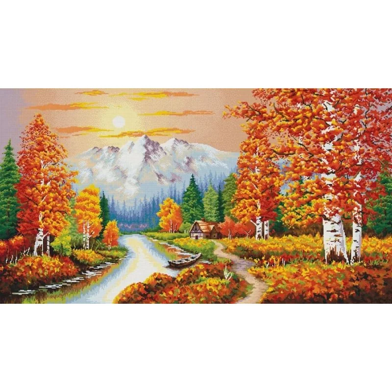 Kit de broderie Un coucher de soleil flamboyant