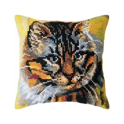 Coussin à broder Qui dirige la maison ? Chiot adoré 5481