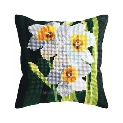 Coussin à broder Rangées de jonquilles 5484