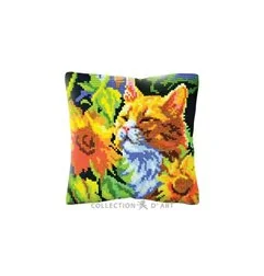 Stitch cushion kit Cat in sunflowers 5502