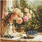 Kit de broderie Vase avec roses et myrtilles Kit de broderie Vase avec roses et myrtilles