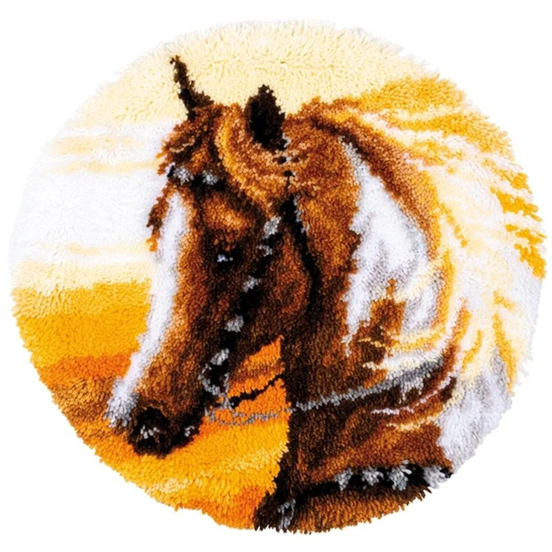 Latch hook shaped rug kit Western horse
