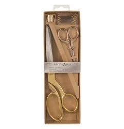 Coffret de ciseaux : Couture, broderie, dé à coudre doré