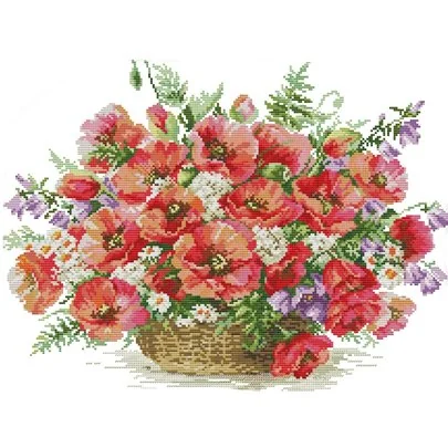 Kit de broderie Panier de coquelicots