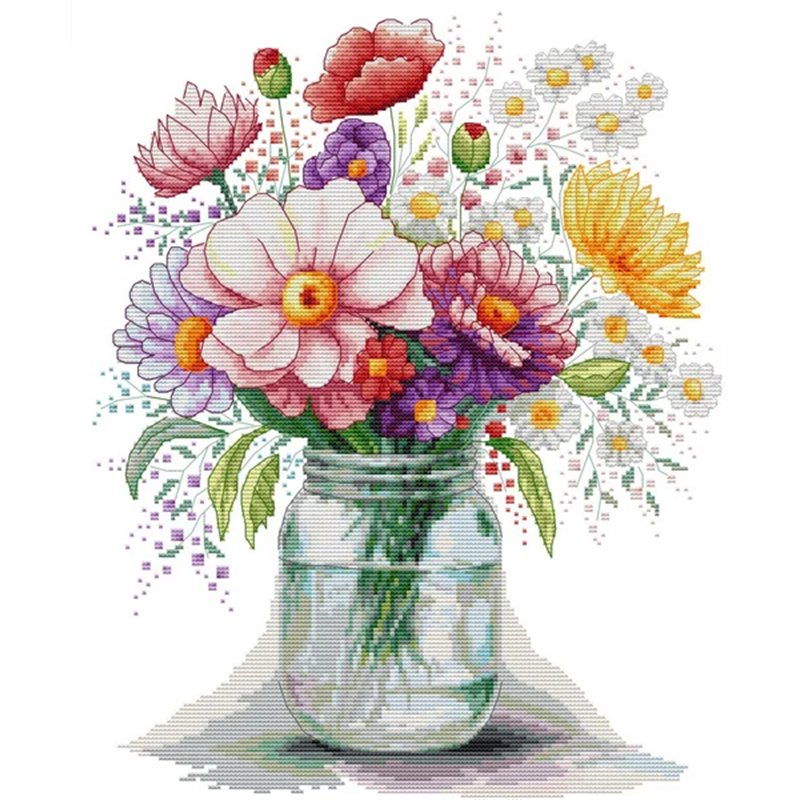 Kit de broderie Vase de fleurs sauvages Kit de broderie Vase de fleurs sauvages