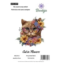 Kit de broderie Chat dans les fleurs