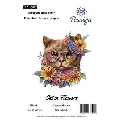 Kit de broderie Chat dans les fleurs