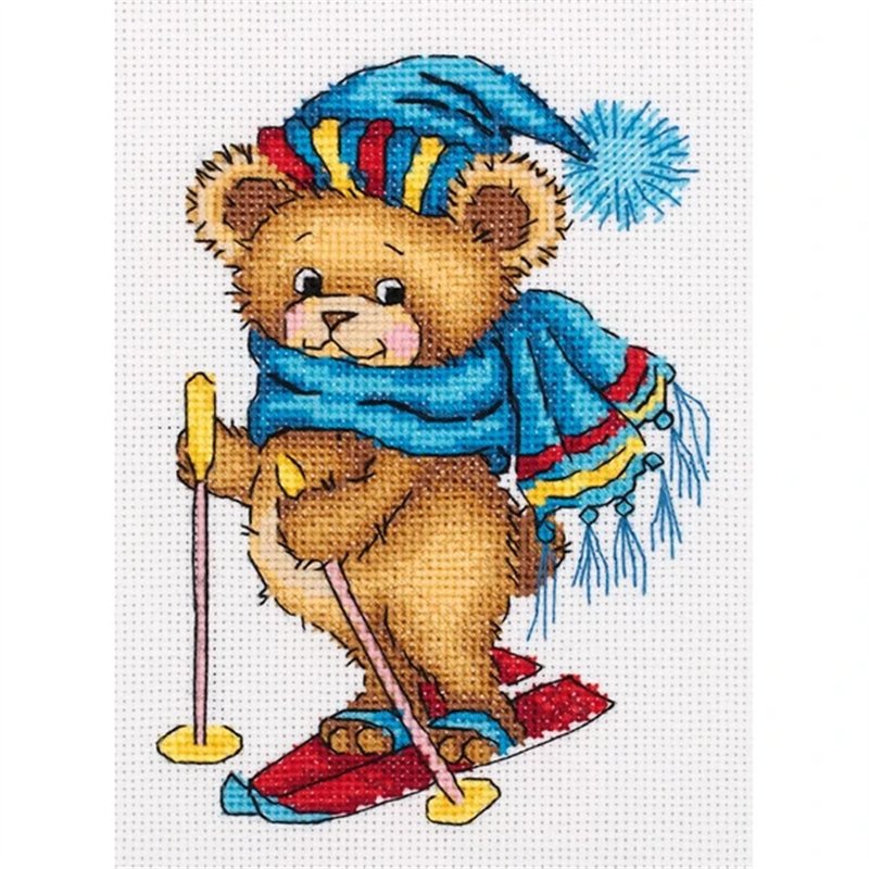 Embroidery kit  Skiing bear
