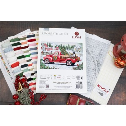 Kit de broderie Camion rouge de Noël