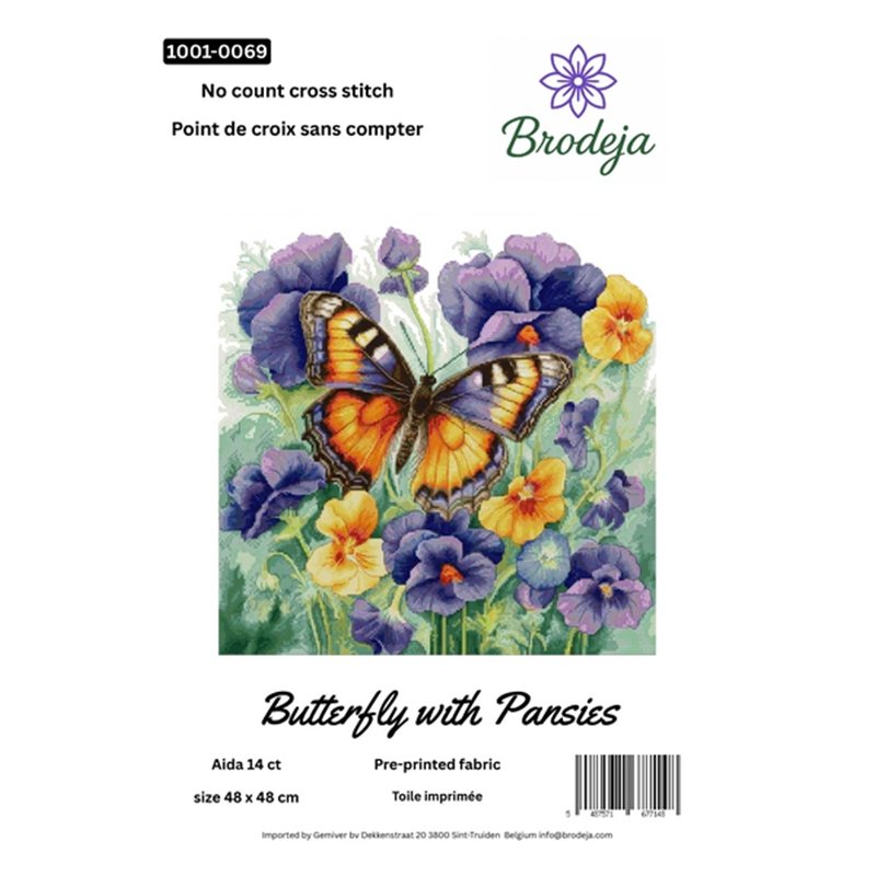 Embroidery kit Butterfly with Pansies Embroidery kit Butterfly with Pansies