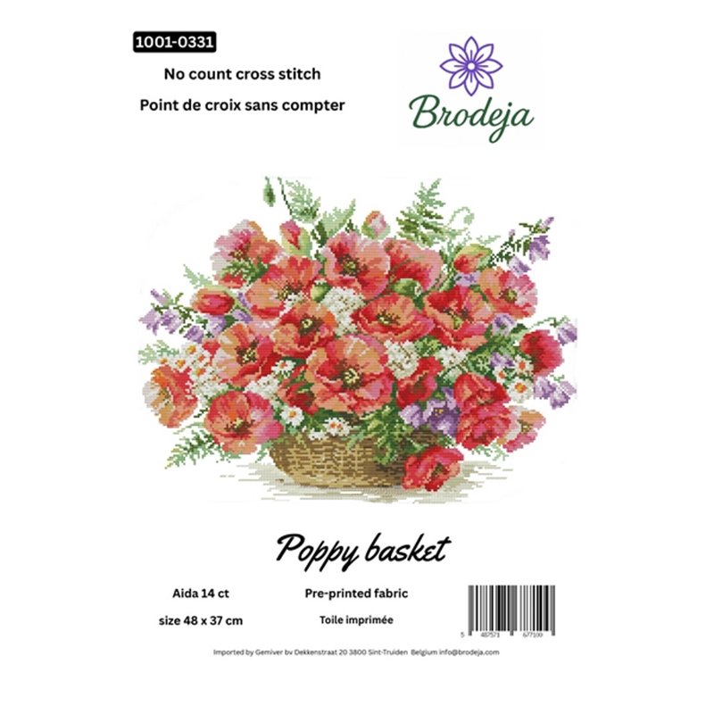 Embroidery kit Poppy basket Embroidery kit Poppy basket