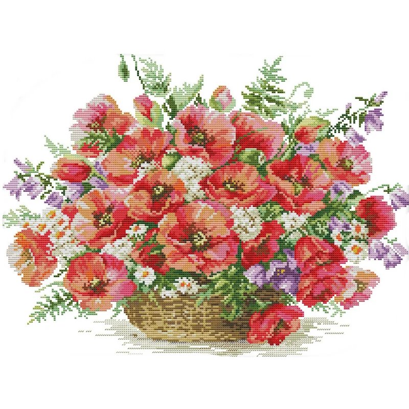 Kit de broderie Panier de coquelicots