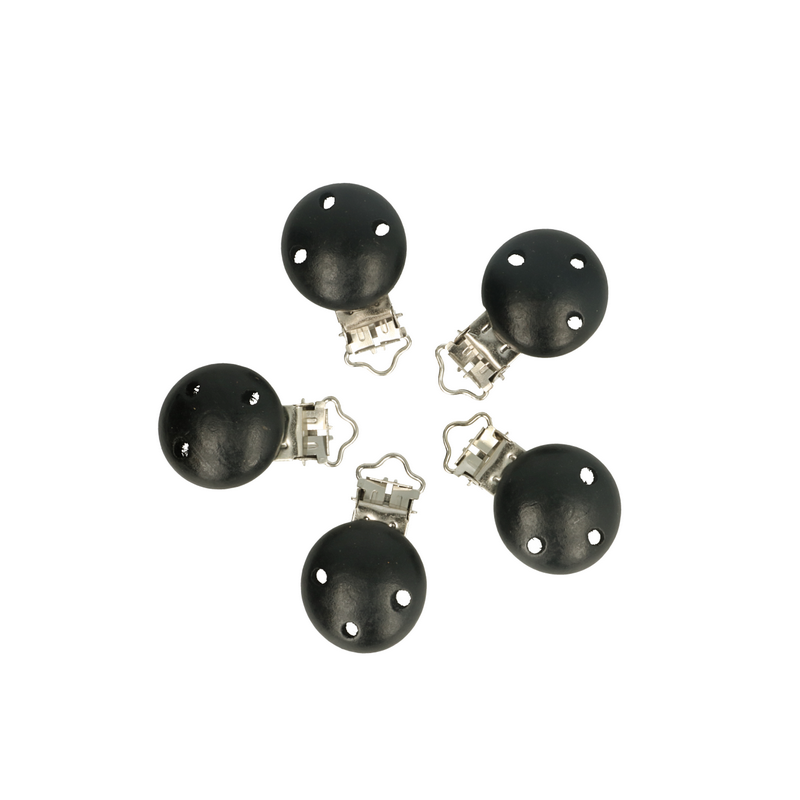 attache sucette en bois noir