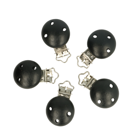   attache sucette en bois noir