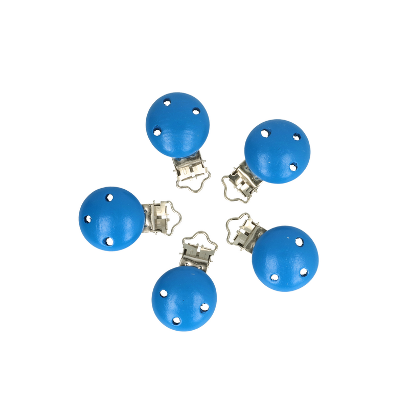 attache sucette en bois bleuet bleu