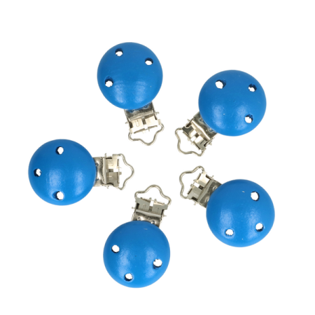   attache sucette en bois bleuet bleu