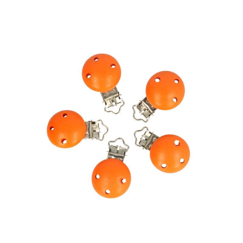 attache sucette en bois orange