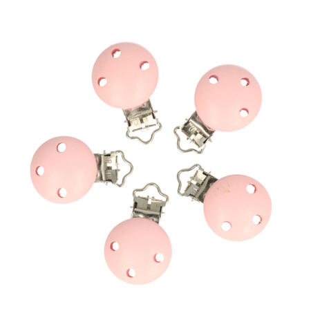   attache sucette en bois rose pâle