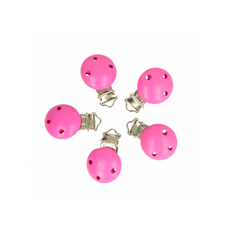 Wood pacifier clip stong pink