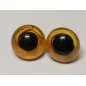 oeil d'animal en verre à coudre 15 mm ambre