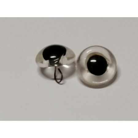 oeil d'animal en verre à coudre 15 mm clair