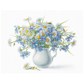 Luca-S Kit de broderie Et Cornflowers camomilles