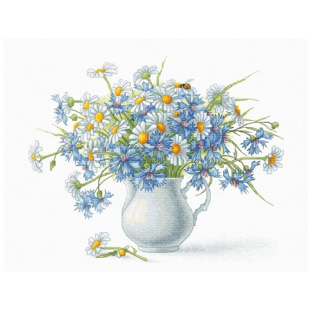 Luca-S Kit de broderie Et Cornflowers camomilles