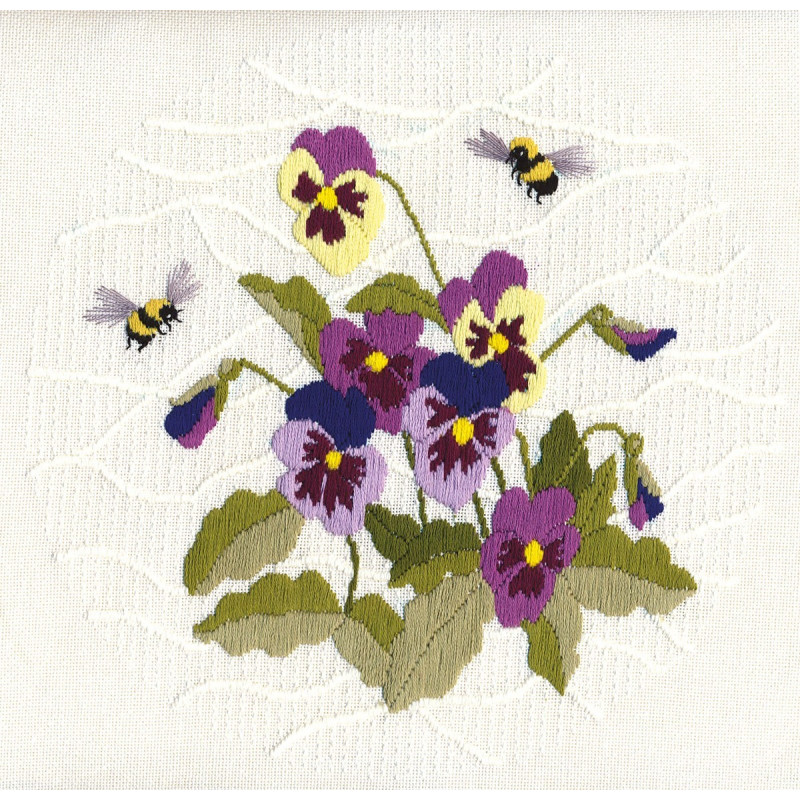 Embroidery kit Furry Bumblebees