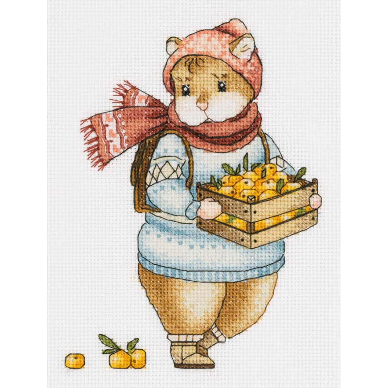 Embroidery kit Hamster and Mandarins